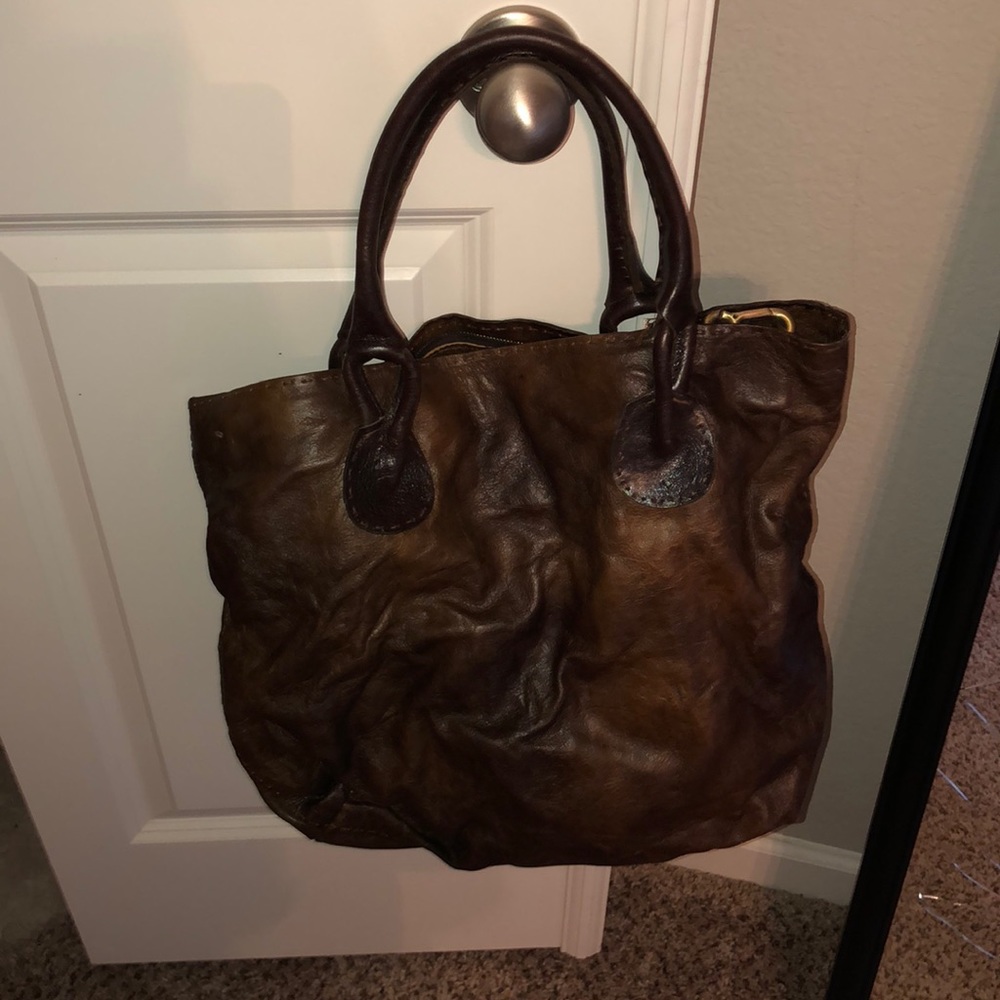 CARLA MANSINI - DARK BROWN LEATHER PURSE!!